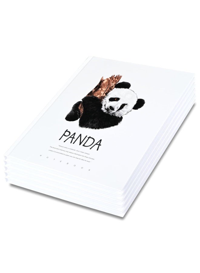 FIS® Hard Cover Notebook, Size 10"X8" Inches(254x203.2mm), 96 Sheets, 192 Pages, Single Line Ruling, White Paper, Packet of 5 Pieces, Panda Cover Design 5-FSNBHC1896-PAN5 - Image 1